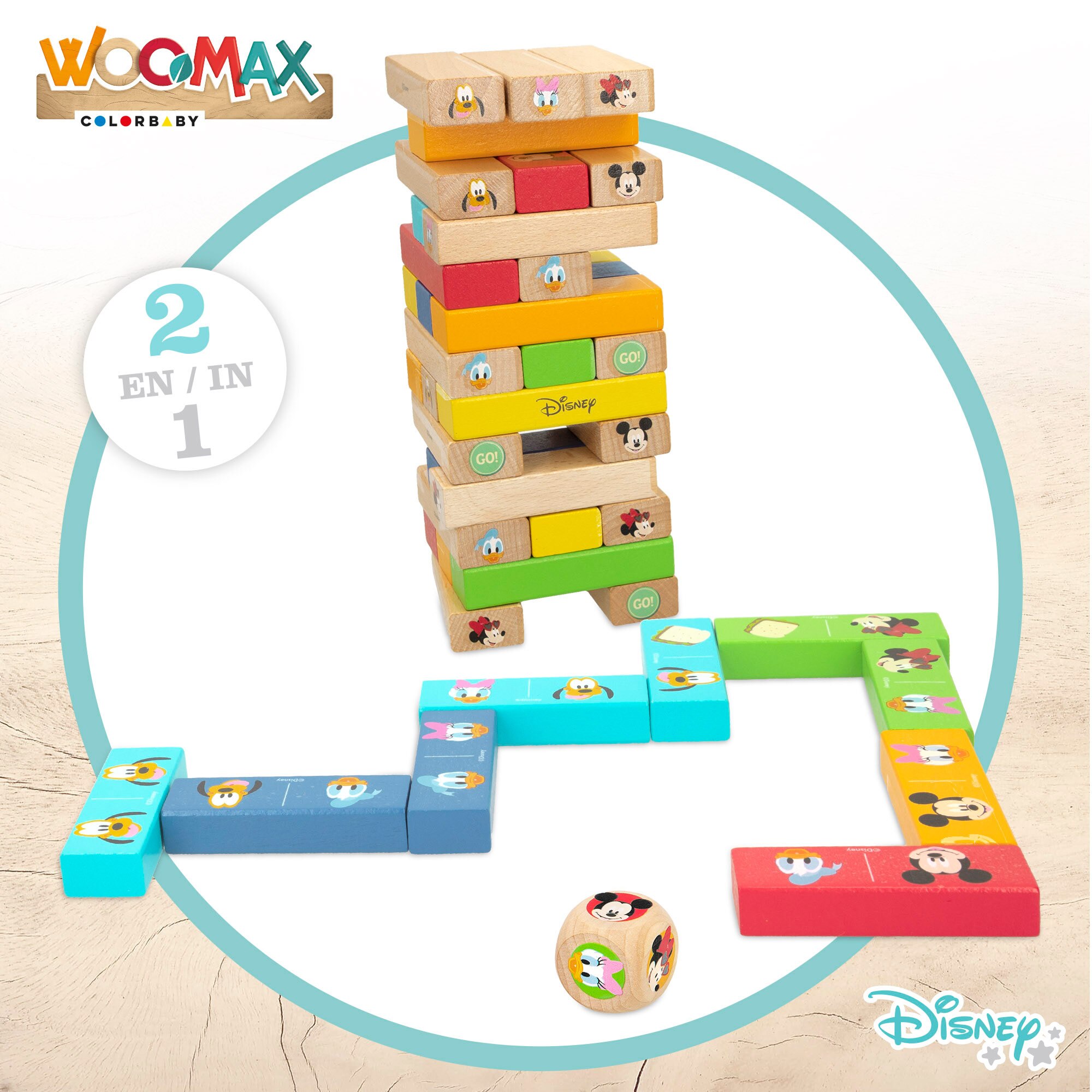 Disney Juego de bloques apilables de madera WOOMAX Multicolor-2