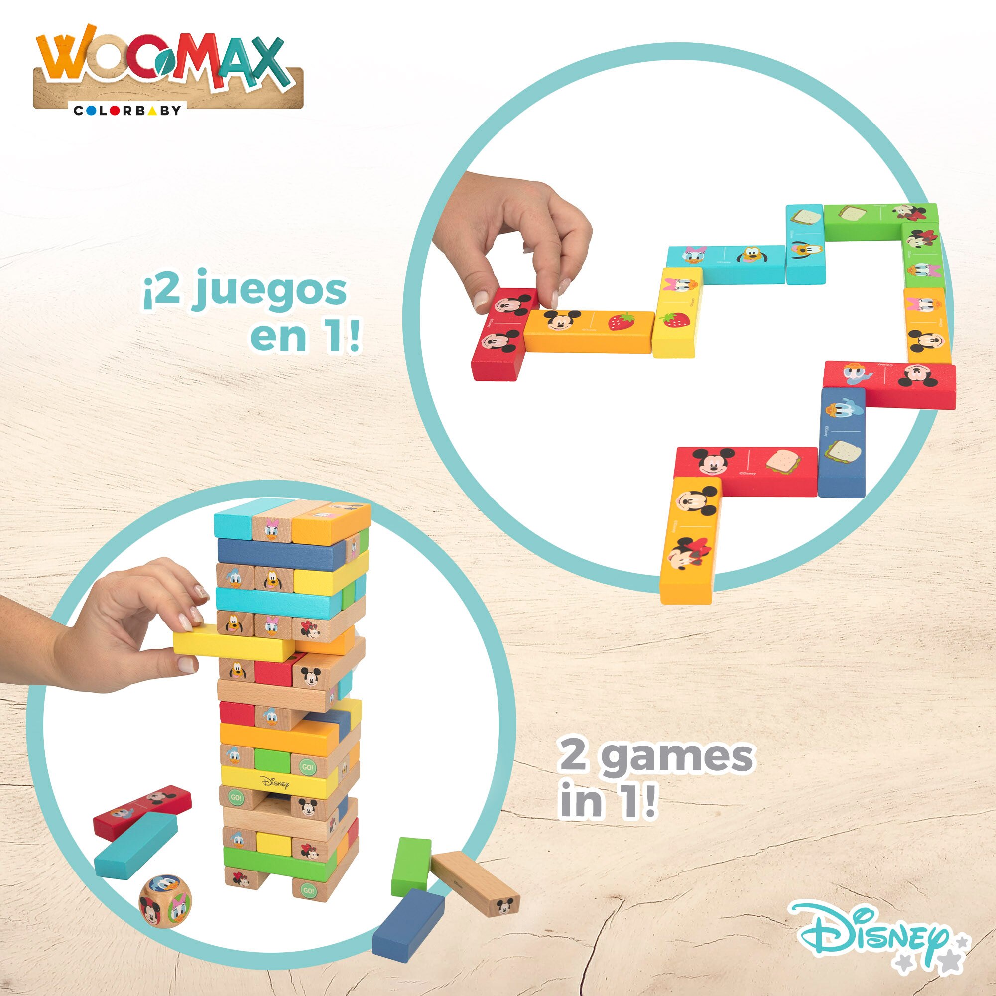 Disney Juego de bloques apilables de madera WOOMAX Multicolor-3