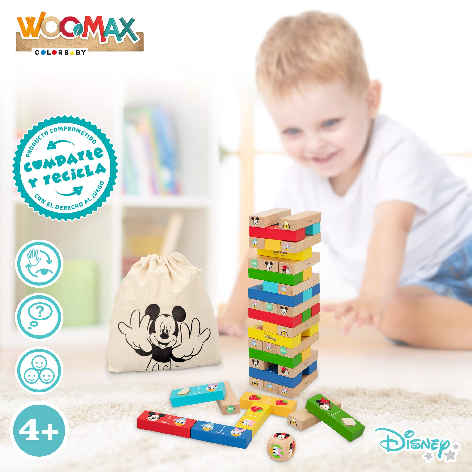 Disney Juego de bloques apilables de madera WOOMAX Multicolor-4