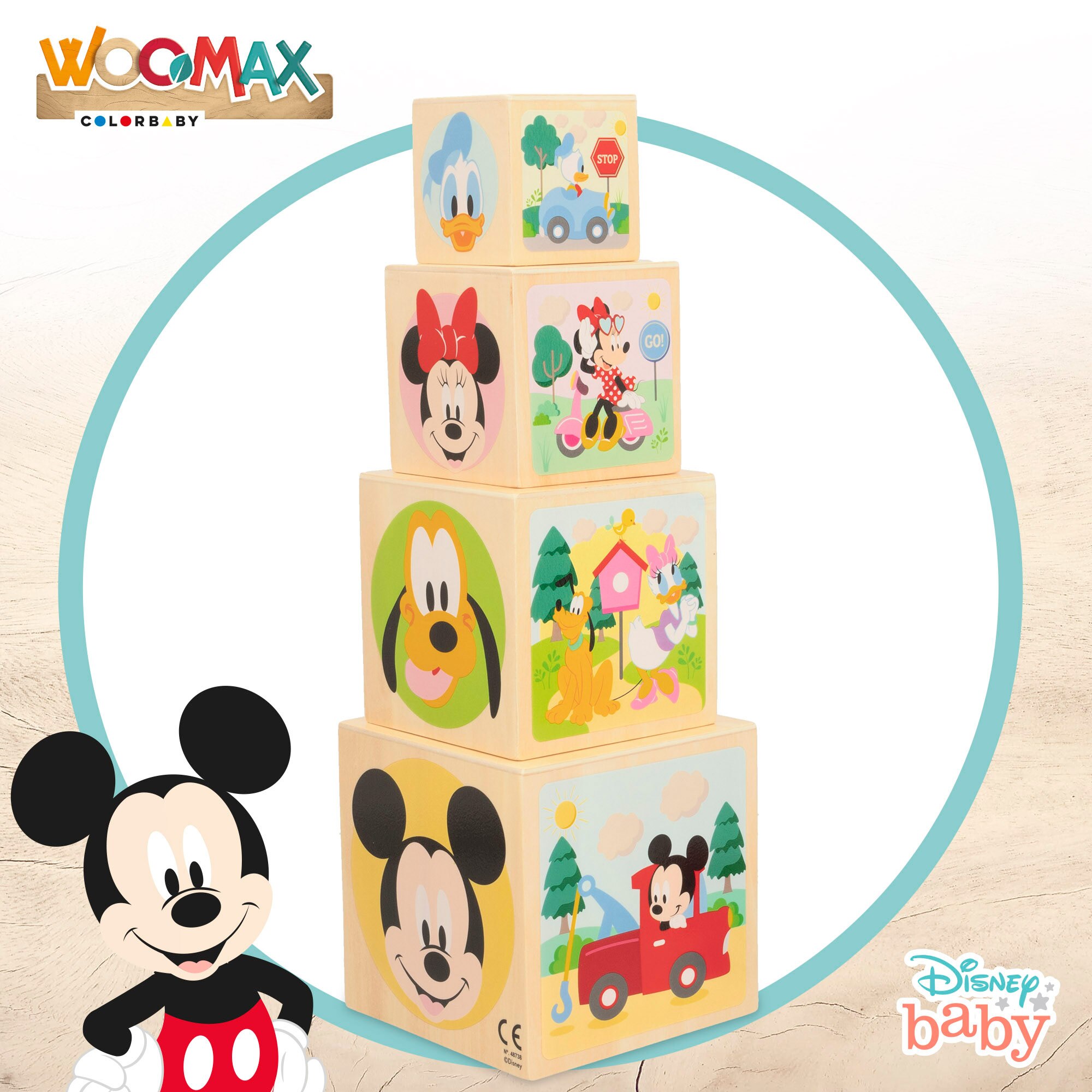 Disney Cubos de madera con formas WOOMAX Multicolor-2