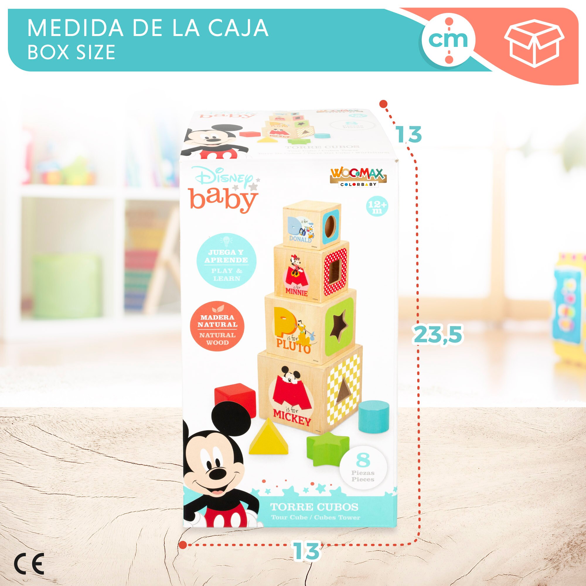 Disney Cubos de madera con formas WOOMAX Multicolor-6