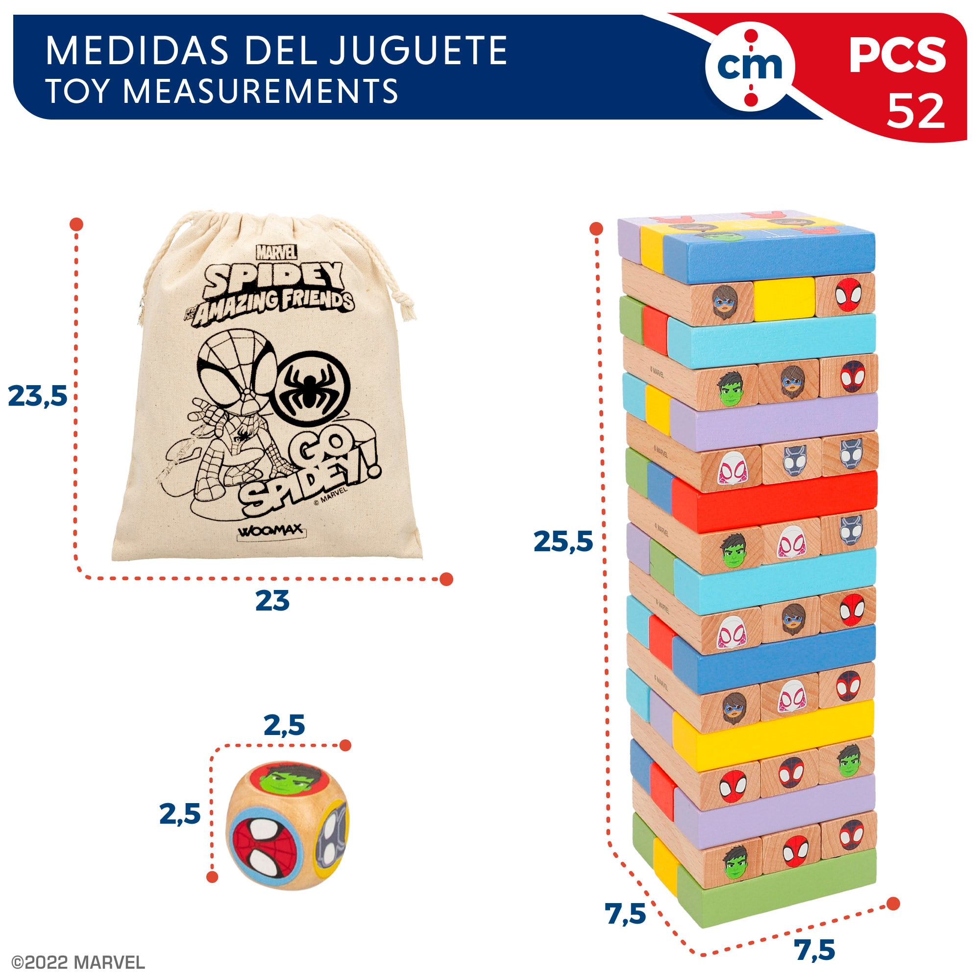 Spidey y su superequipo Juego de bloques de madera 2 en 1 WOOMAX Multicolor-5