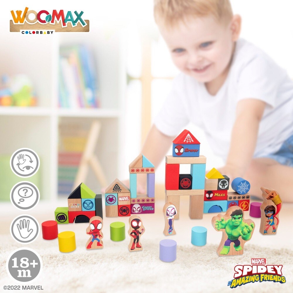 Spidey y su superequipo Juego de bloques de madera WOOMAX Multicolor-3