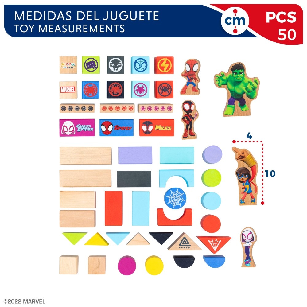 Spidey y su superequipo Juego de bloques de madera WOOMAX Multicolor-4