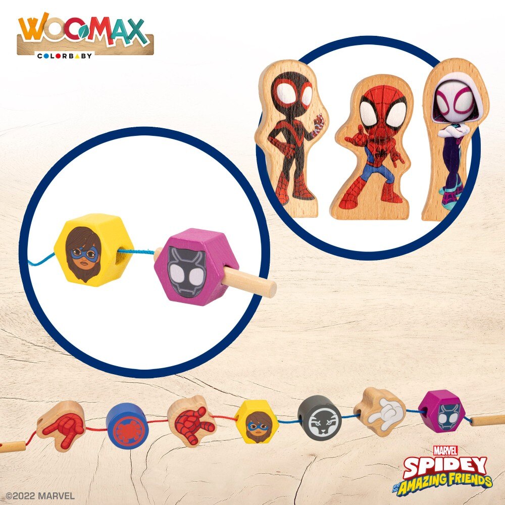 Spidey y su superequipo Juego de bloques de madera y formas para enlazar WOOMAX Multicolor-3