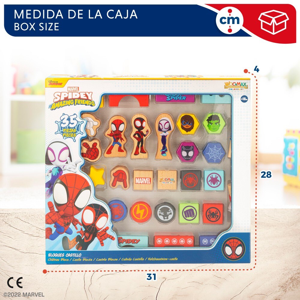 Spidey y su superequipo Juego de bloques de madera y formas para enlazar WOOMAX Multicolor-6