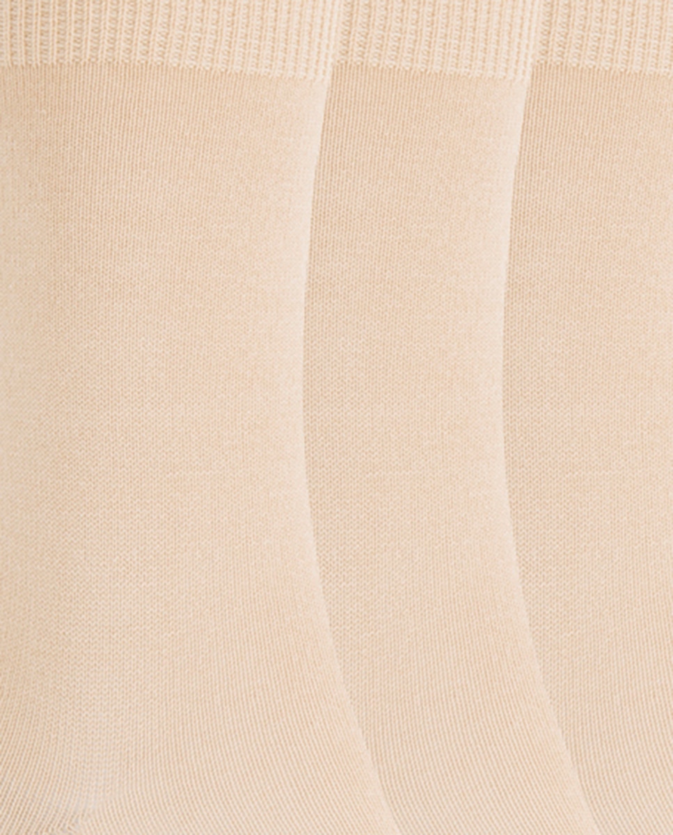 Pack de 3 pares de calcetines de bebé de algodón lisos - Punto Blanco - Beige Beige-2