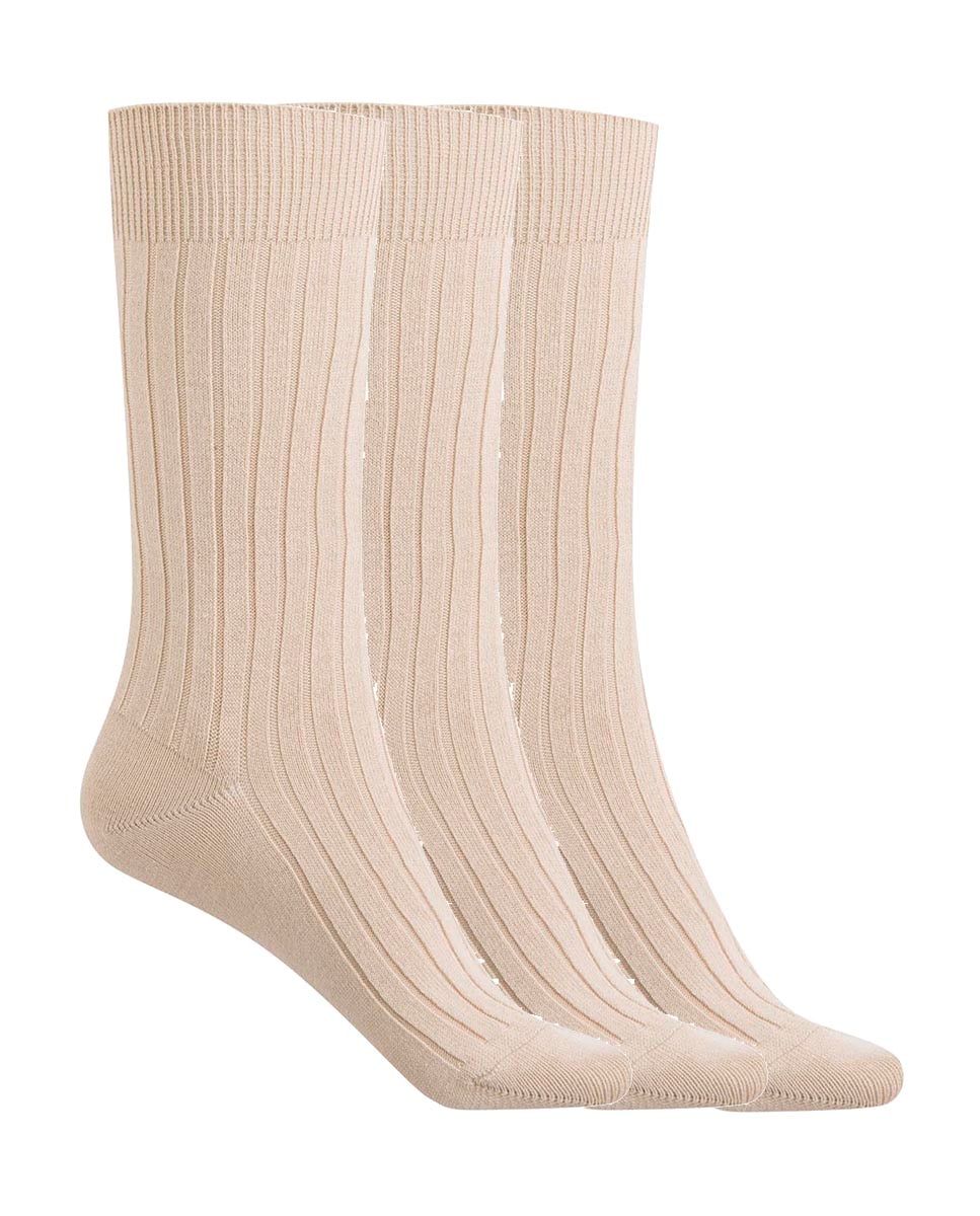 Imagen 1 de Pack de 3 pares de calcetines en algodón y canalé - Punto Blanco - Natural Natural