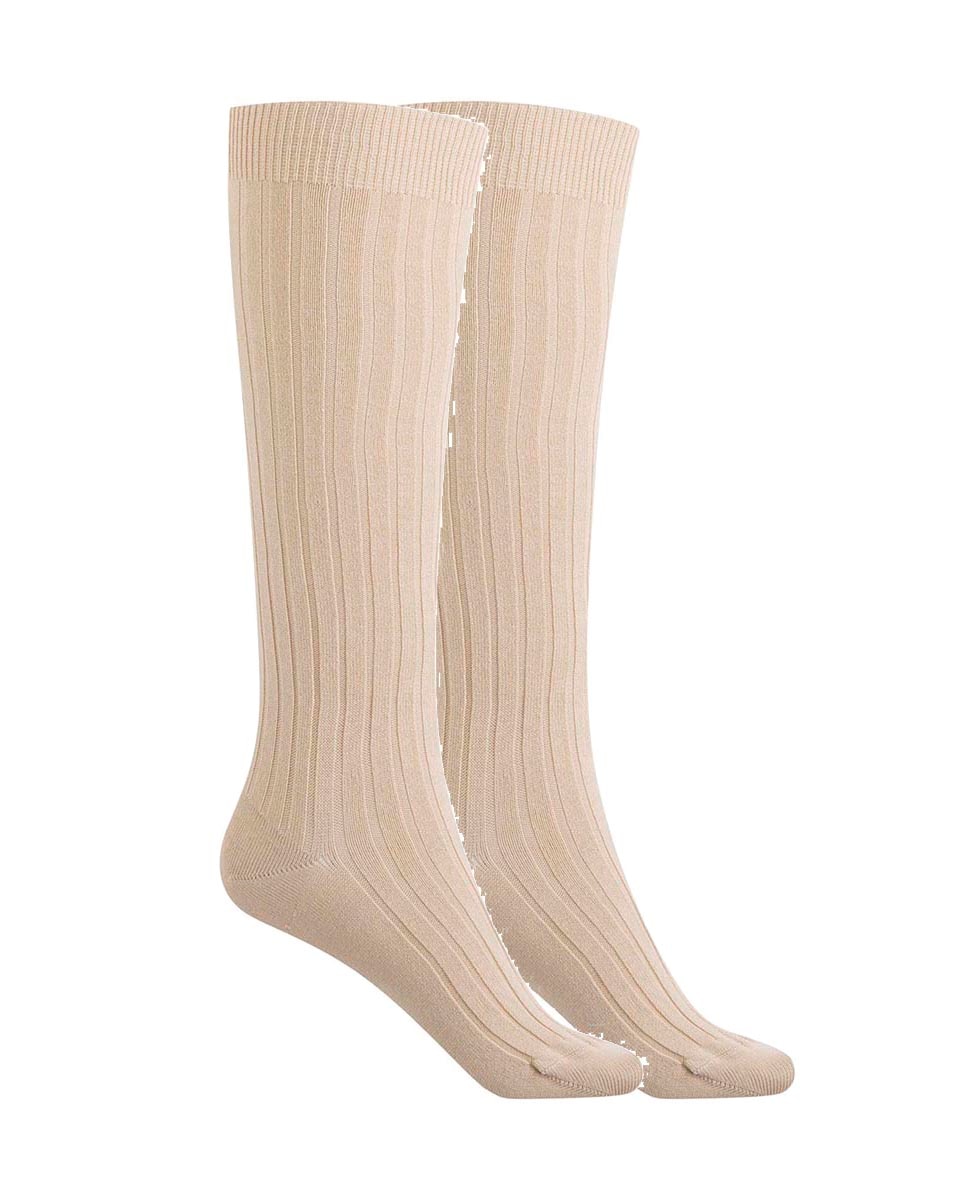 Pack de 2 pares de calcetines de algodón de canalé - Punto Blanco - Beige Beige-1