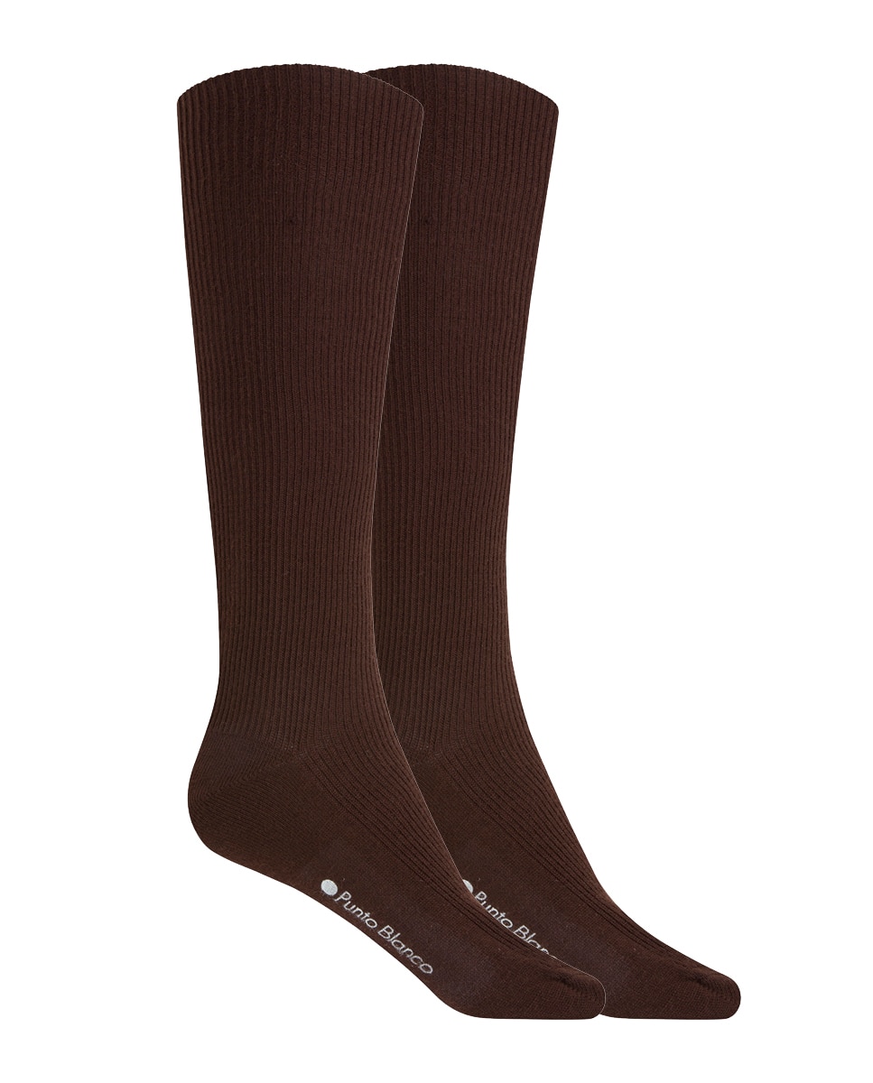 Imagen 1 de Pack de 2 pares de calcetines de canalé - Punto Blanco - Marrón oscuro Marrón oscuro