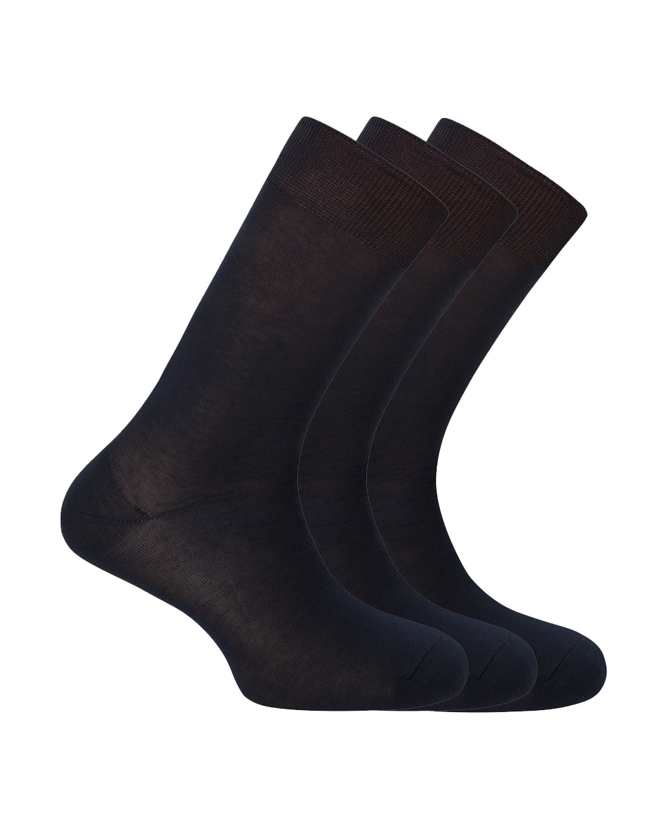 Imagen 1 de Pack de 3 pares de calcetines cortos de algodón mercerizado de hombre lisos Azul marino