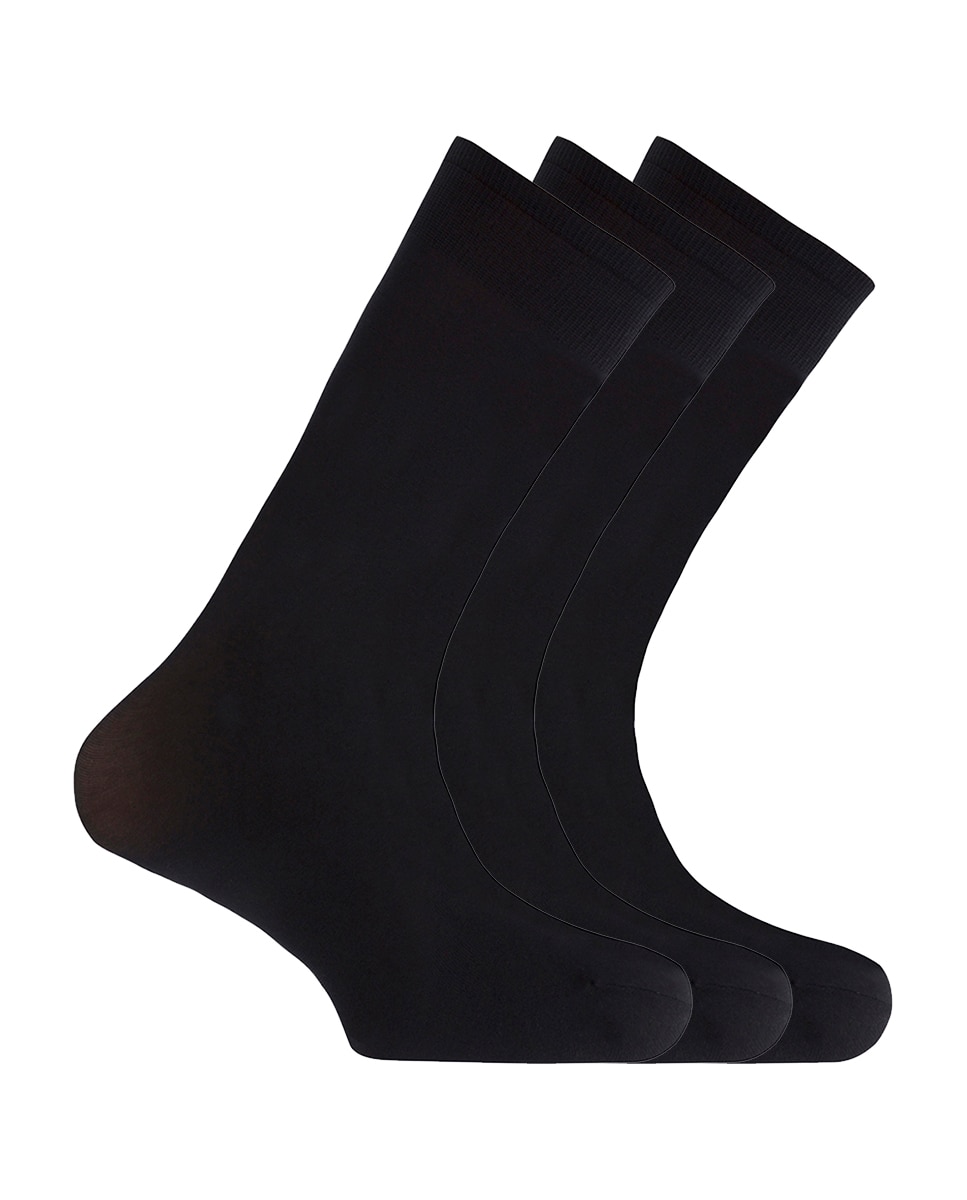 Punto Blanco - Pack de 3 pares de calcetines en algodón de hombre Manager cortos lisos en color negro.