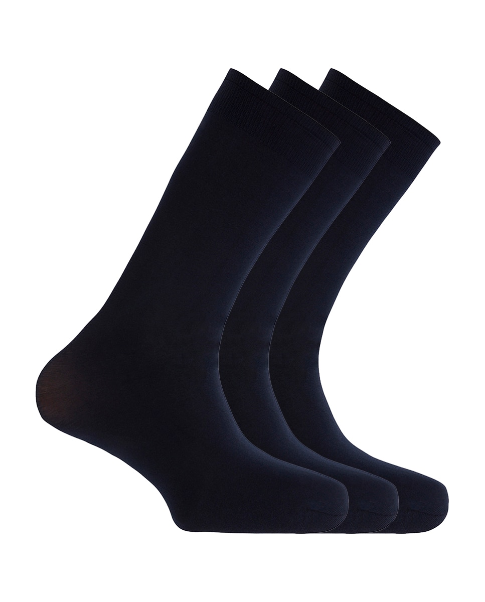 Punto Blanco - Pack de 3 pares de calcetines en algodón de hombre Manager cortos lisos en color azul marino.