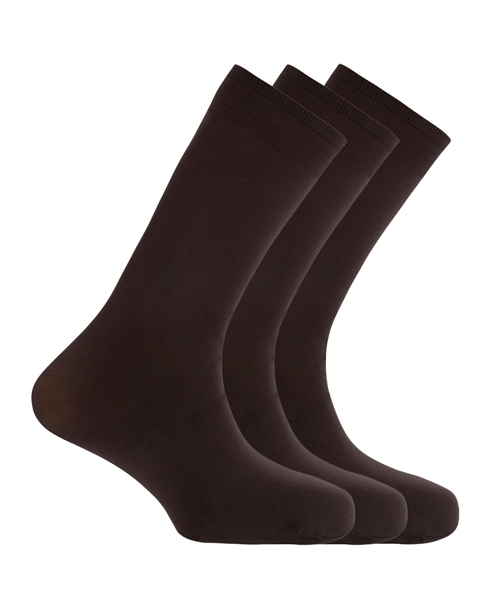 Imagen 1 de Pack de 3 pares de calcetines cortos de algodón de hombre lisos - Punto Blanco - manager - Marrón Marrón