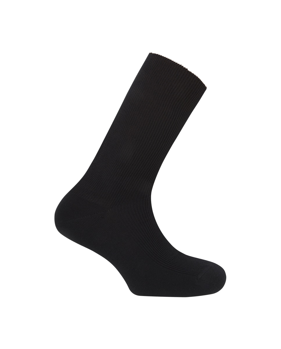Calcetines cortos de orlón de hombre en canalé - Punto Blanco - tentesolo - Negro Negro-1