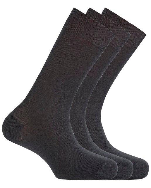 Imagen 0 de Pack de 3 pares de calcetines en algodón mercerizado de hombre cortos lisos en color gris