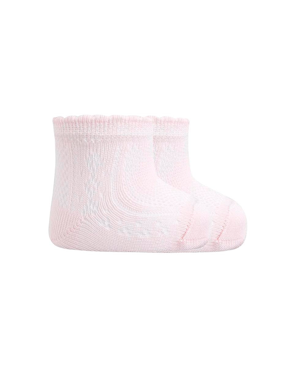 Imagen 0 de Pack de 2 pares de calcetines de bebé de algodón mercerizado con calado Rosa
