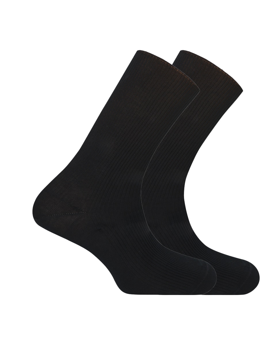 Imagen 1 de Pack de 2 pares de calcetines cortos de algodón mercerizado de hombre en canalé - tratamiento medical Negro