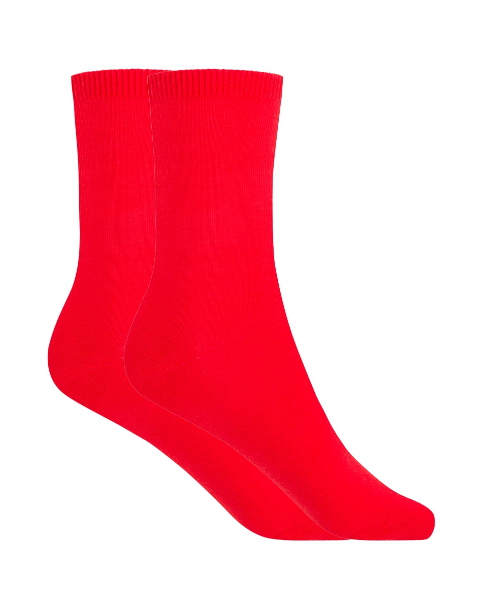 Pack de 2 pares de calcetines en bambú liso - Punto Blanco - Rojo Rojo-1