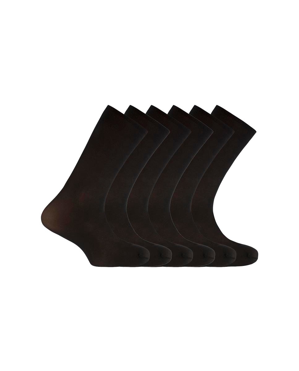Pack de 6 pares de calcetines de hombre punto blanco tal cual en poliamida cortos lisos - Negro Negro-1