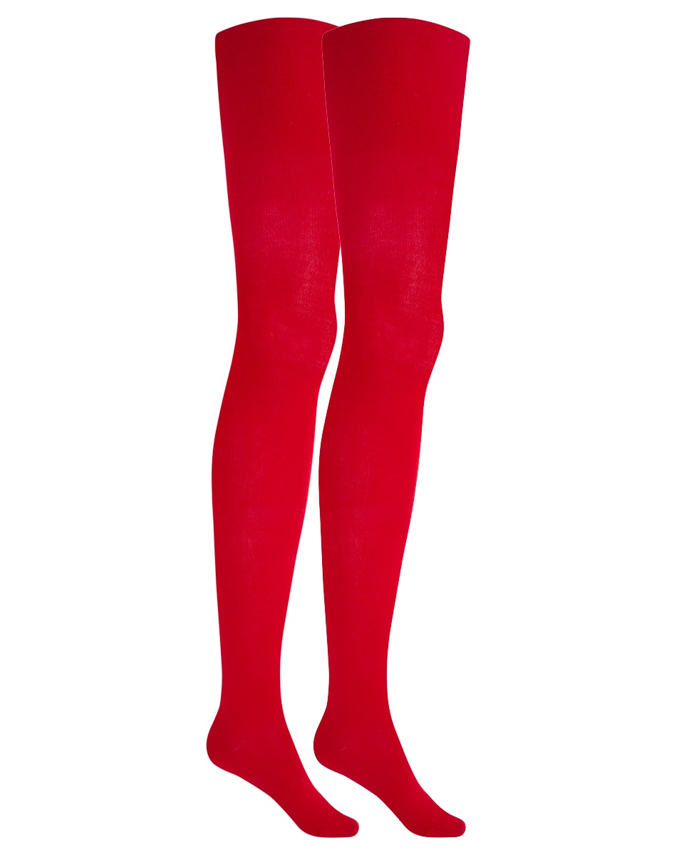 Imagen 1 de Pack de 2 leotardos de algodón lisos - Punto Blanco - Rojo Rojo