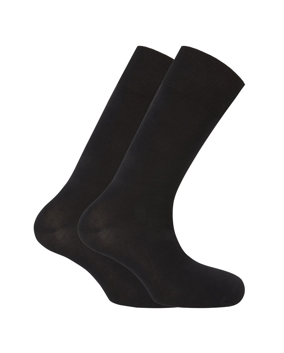 Pack de 2 pares de calcetines cortos de algodón de hombre lisos - Punto Blanco - Negro Negro-1
