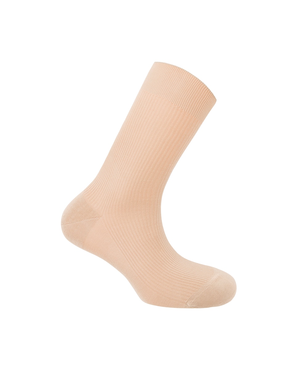 Calcetines cortos de hilo de escocia de hombre en canalé - Punto Blanco - Beige Beige-1