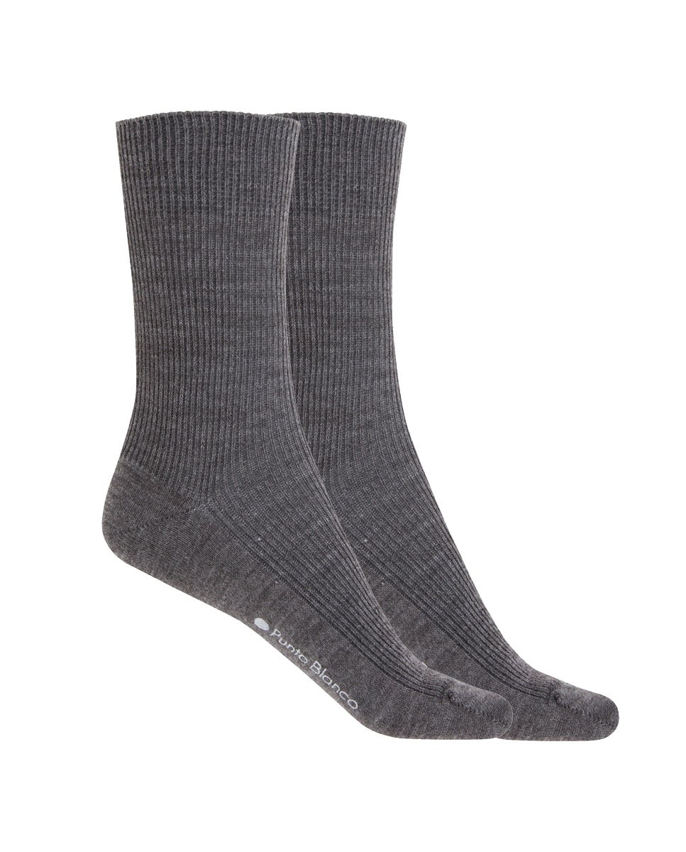Imagen 1 de Pack de 2 pares de calcetines de canalé - Punto Blanco - Gris oscuro Gris oscuro