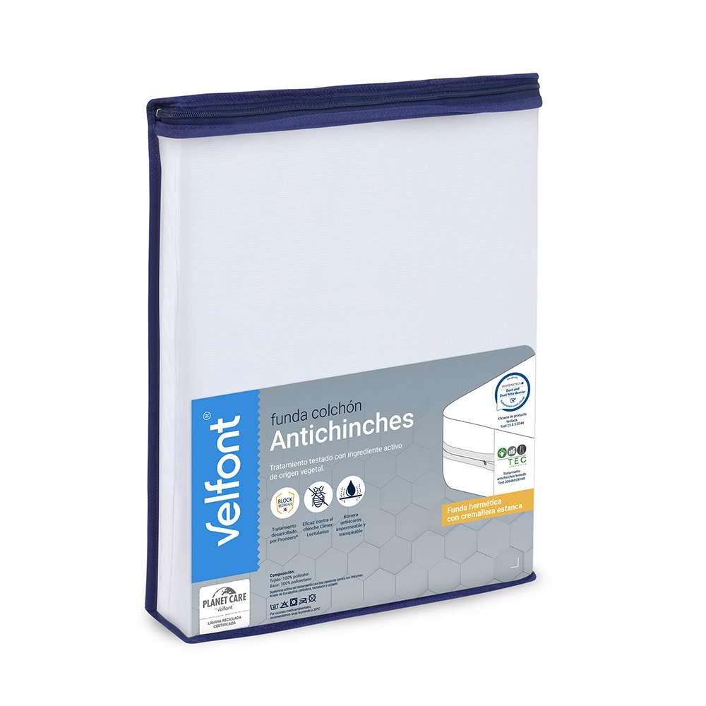 Funda de colchón antichinches Velfont - Blanco Cama 80 x 200 cm Blanco-3