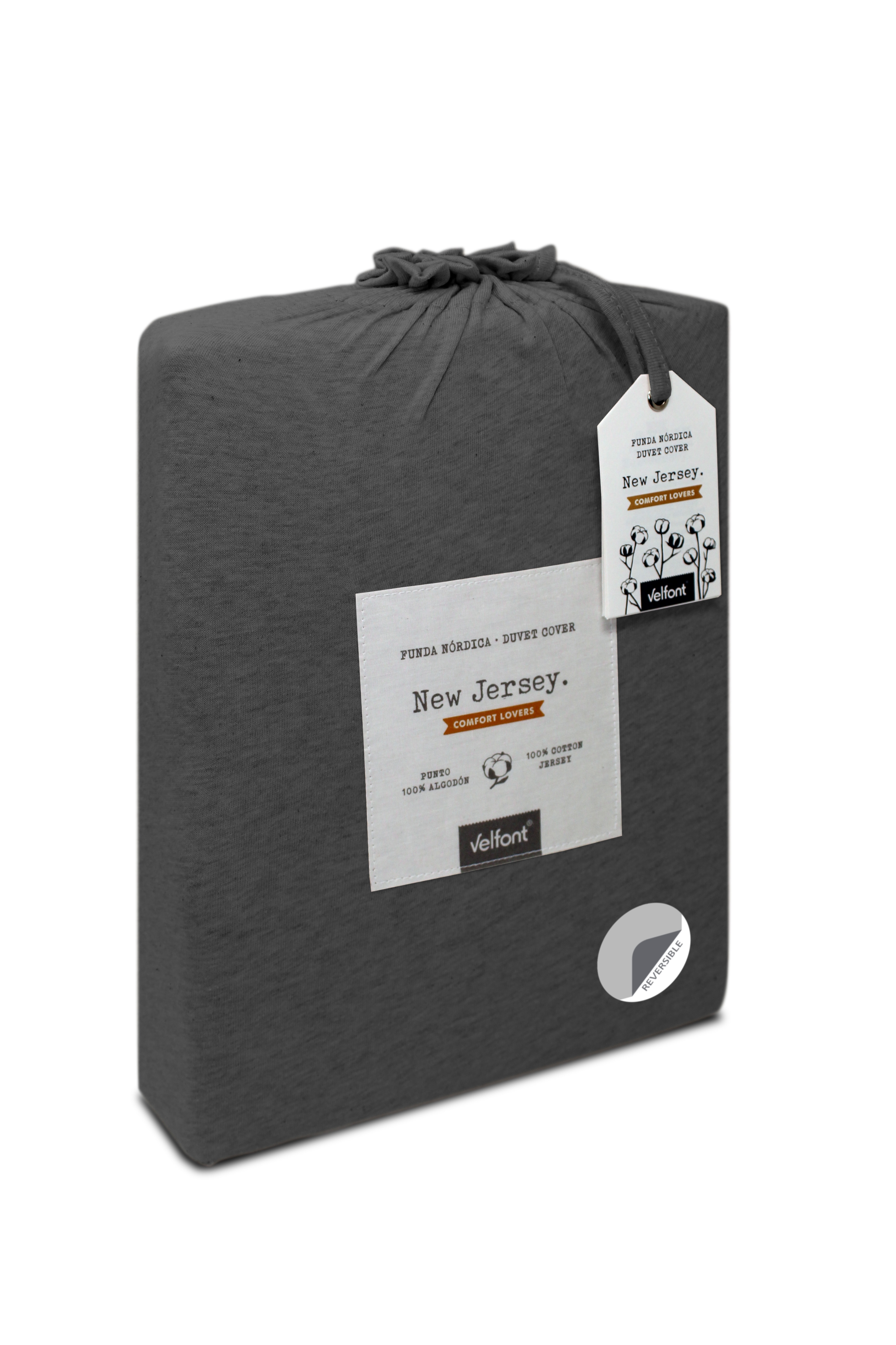 Funda nórdica reversible New Jersey Velfont - Gris Cama 90 cm Gris-2