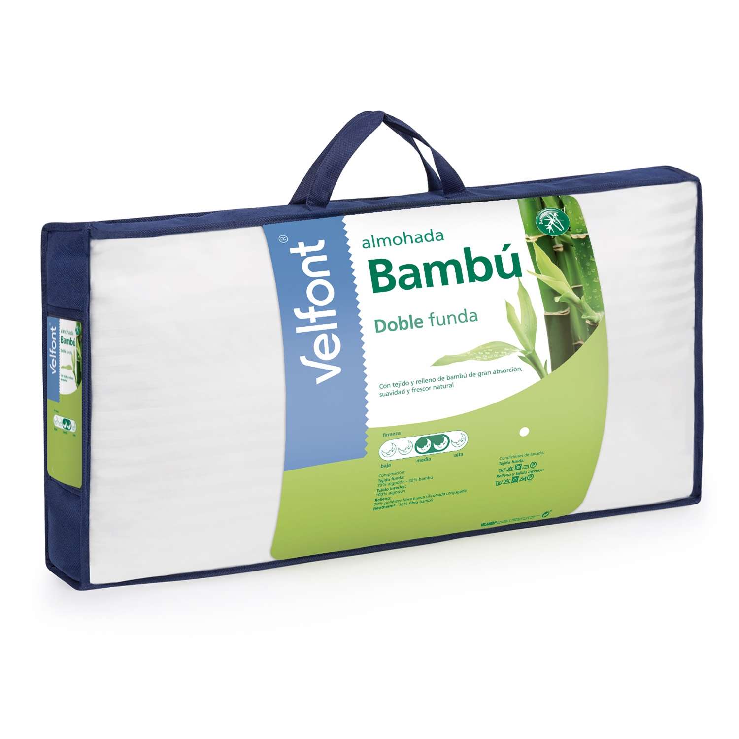 Imagen 2 de Almohada de fibra Bambú Velfont - Blanco 90 x 40 cm Blanco
