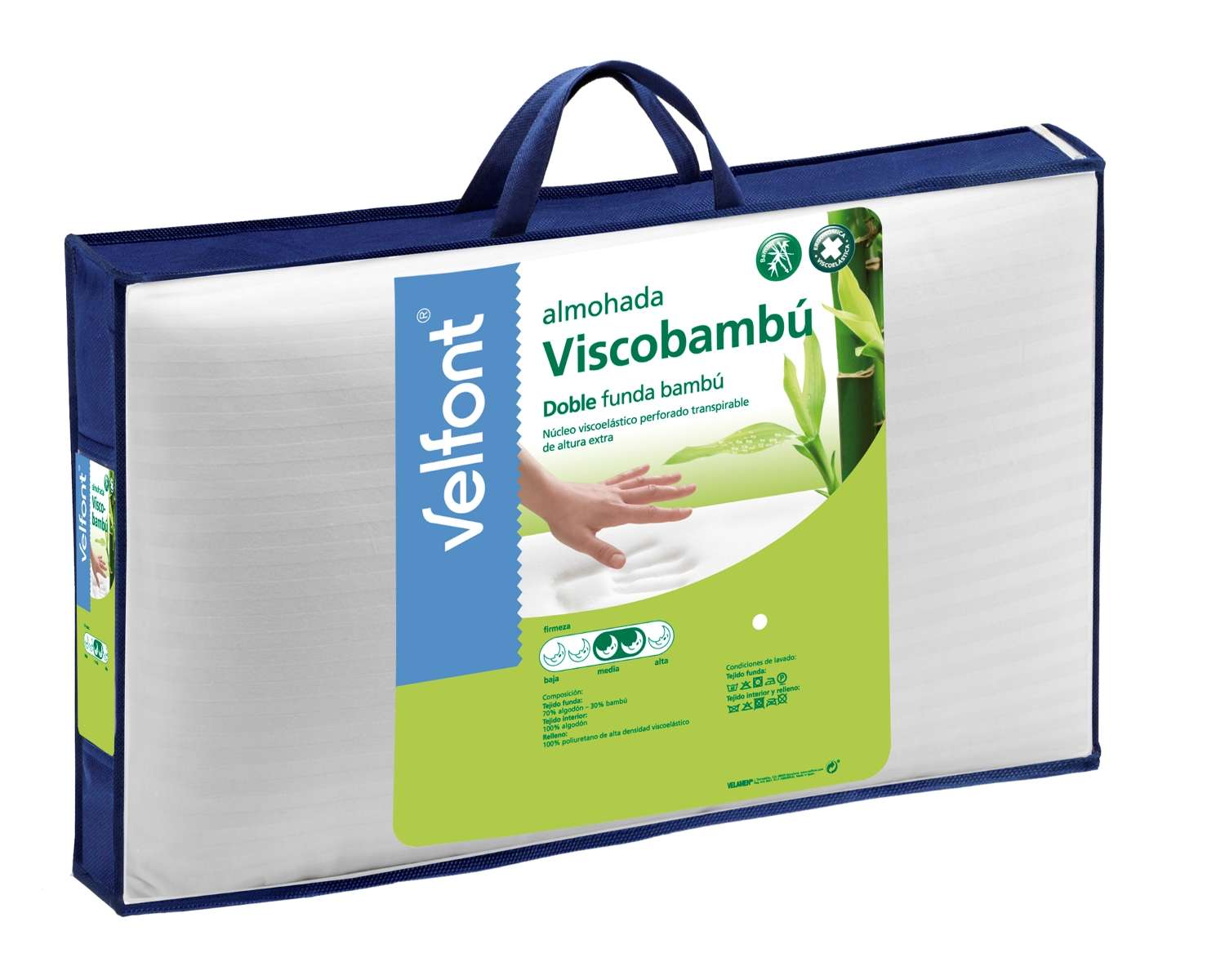 Imagen 2 de Almohada visco bambú Velfont - Blanco 70 x 40 cm Blanco