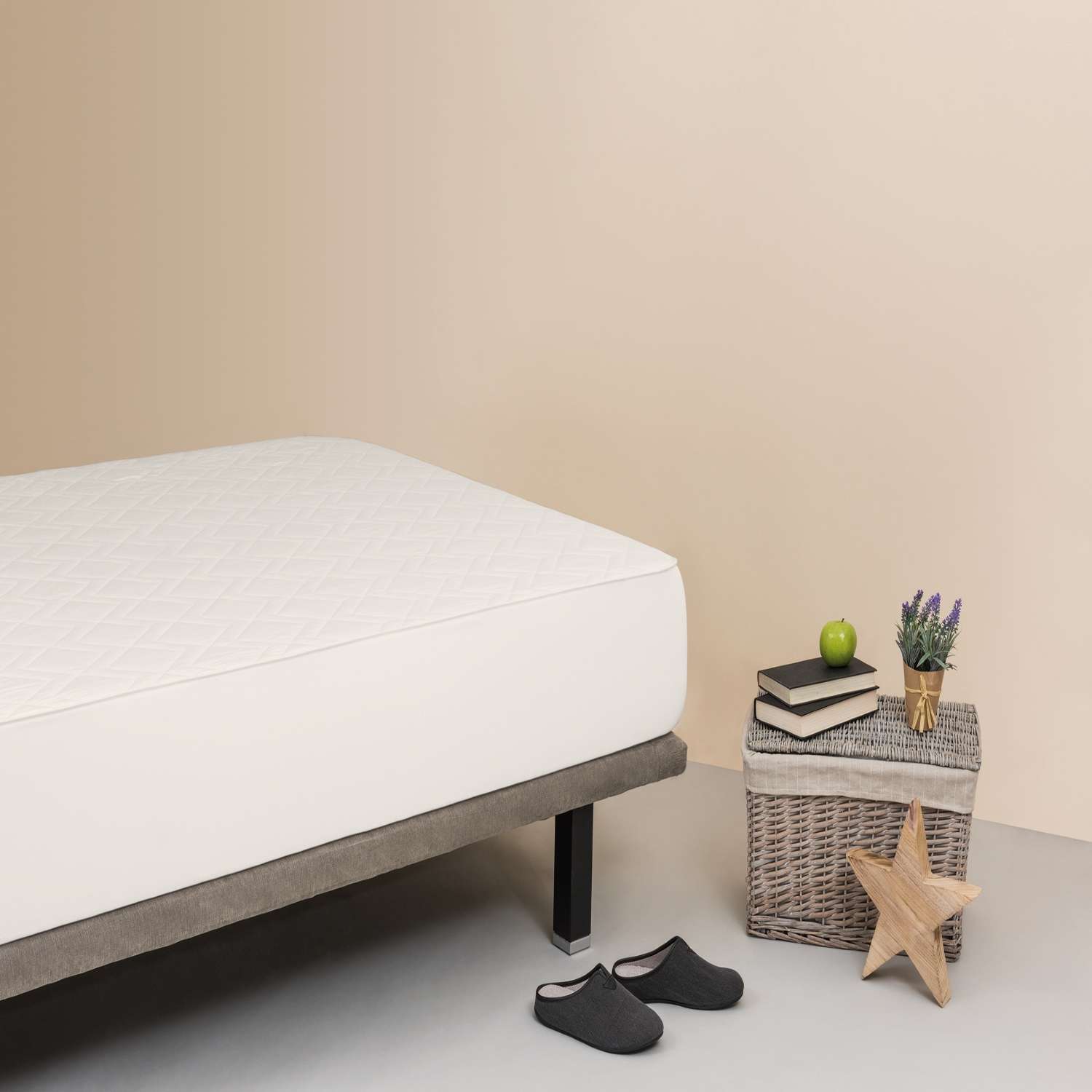 Imagen 2 de Protector acolchado de colchón Top wool Velfont - Blanco Cama 180 x 200 cm Blanco