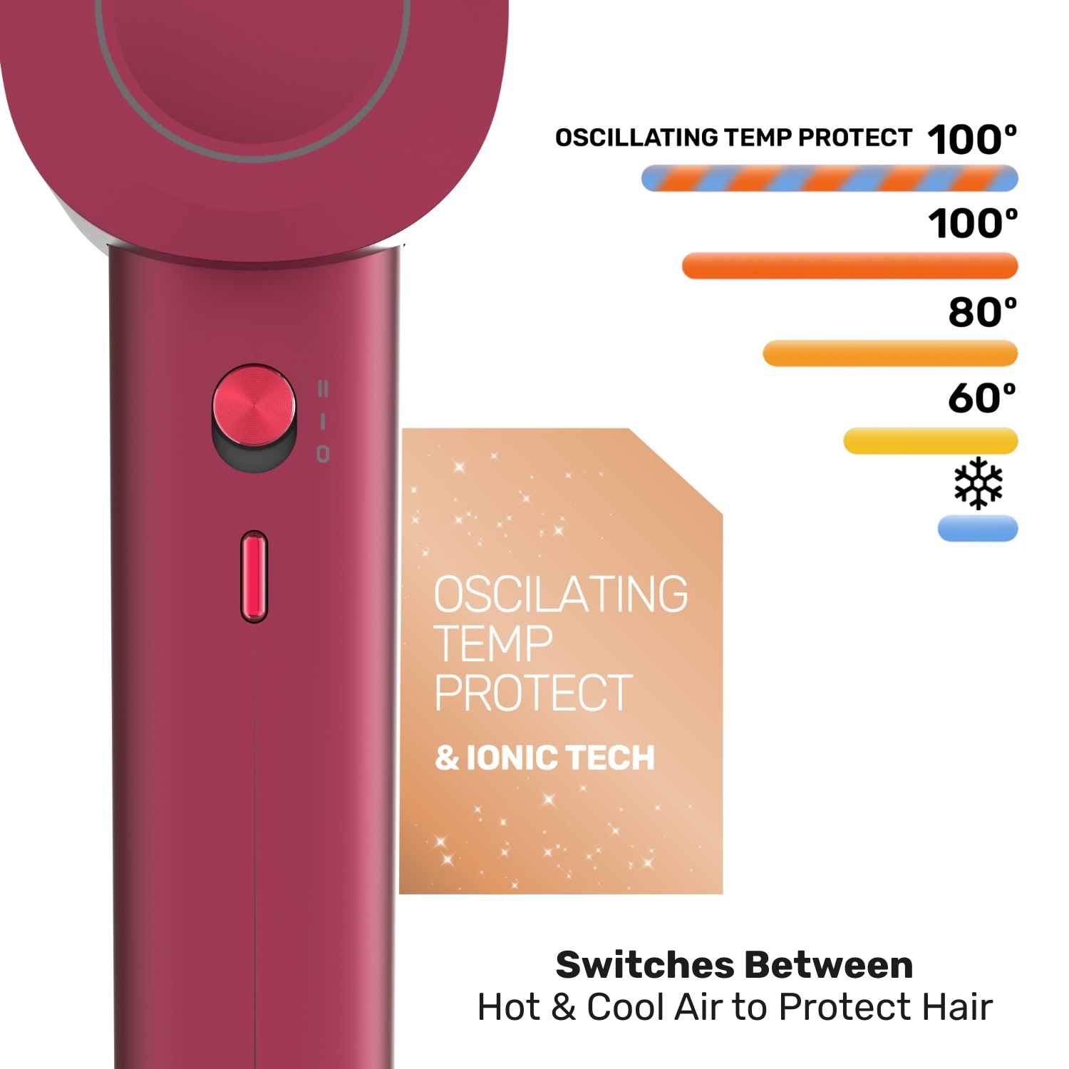 Secador de pelo inteligente Taurus Digital Force AI con protección del cuero cabelludo - Granate Granate-5