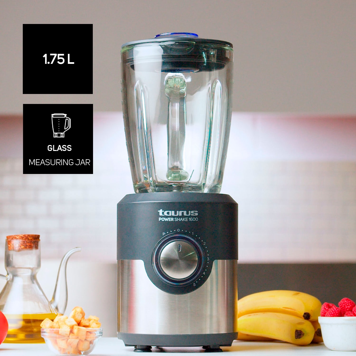 Batidora de vaso Taurus Power Shake 1600 con 5 velocidades 1600W - Negro Negro-2