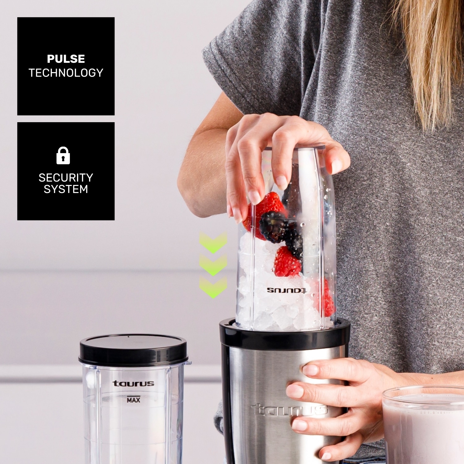 Batidora portátil Taurus Shake & Go Mix 2 vasos 500ml 1000W - Negro Negro-4