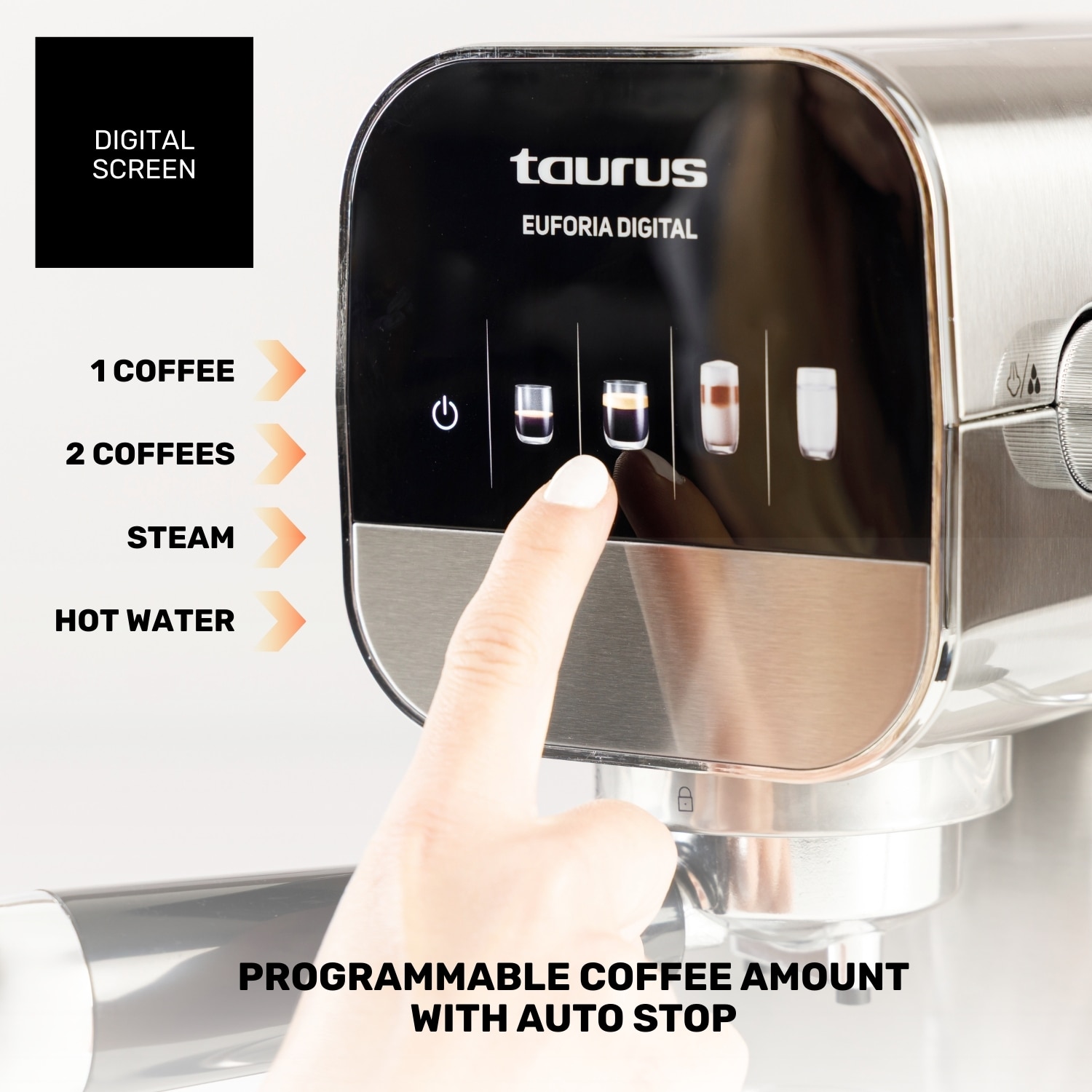 Imagen 4 de Cafetera Espresso manual Taurus Euforia Digital 20 bares - Negro Negro