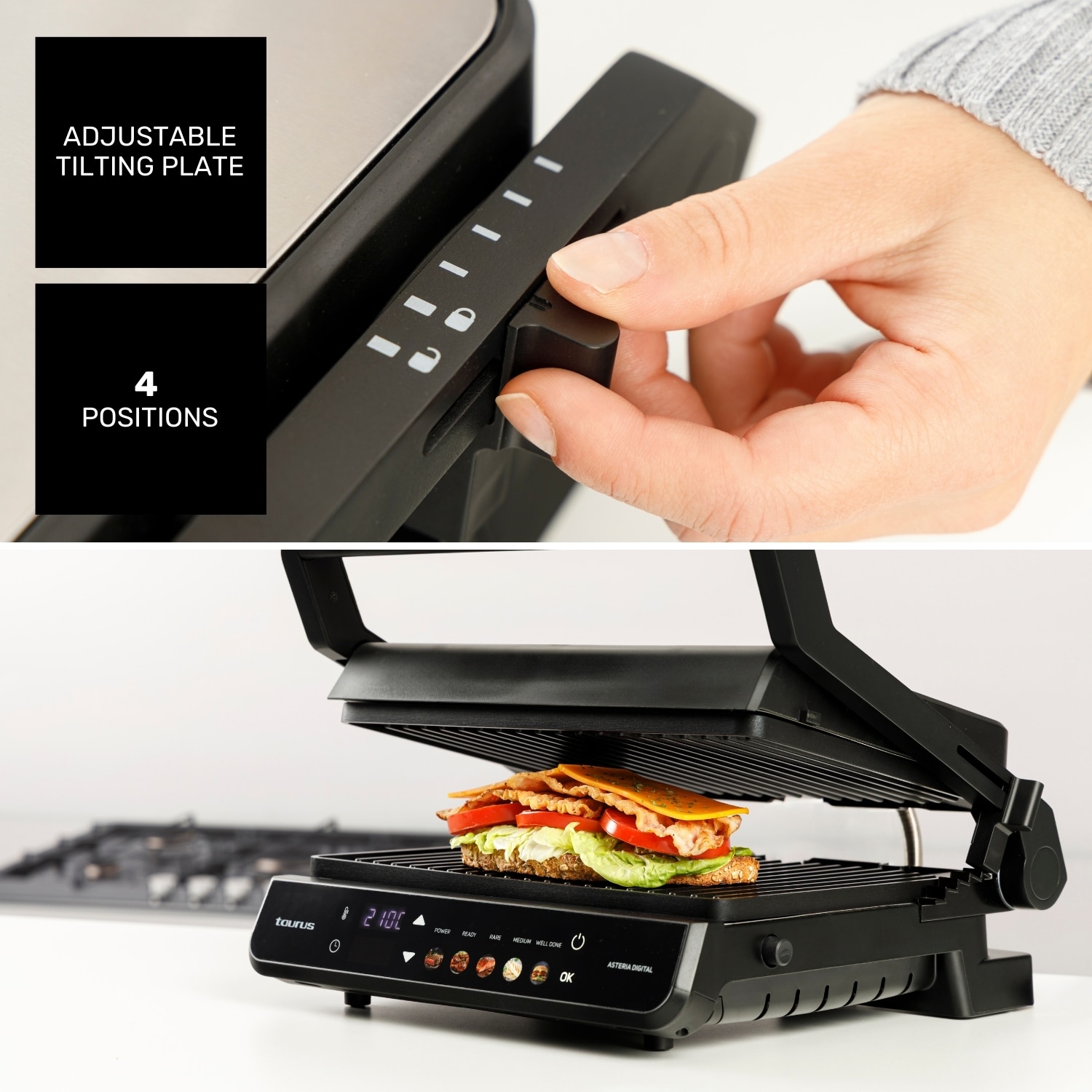 Grill Taurus Asteria Digital 5 programas 2000W - Negro Negro-5