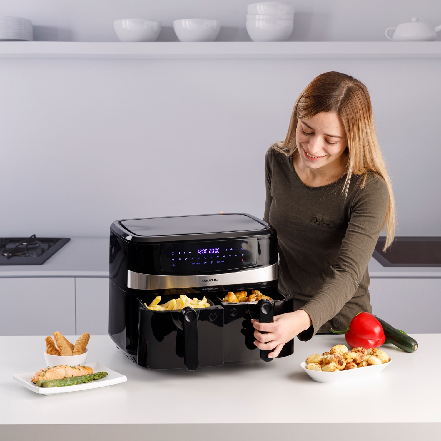 Fritadeira Air Fryer Dupla Taurus Air Fry Digital Duo Preto-3