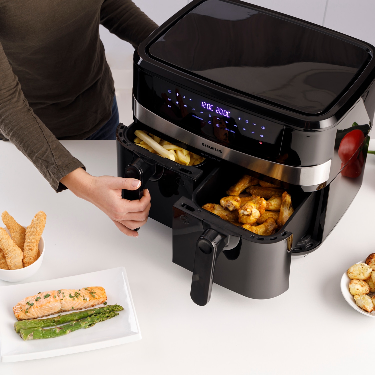 Fritadeira Air Fryer Dupla Taurus Air Fry Digital Duo Preto-4