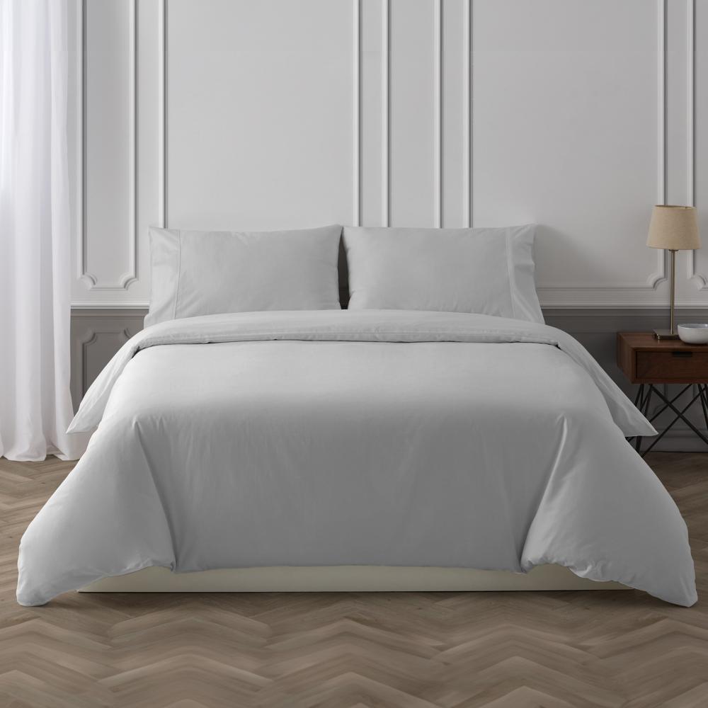 Juego de funda nórdica algodón satén 400 hilos Exclusive Manterol - Gris Cama 150 cm Gris-1