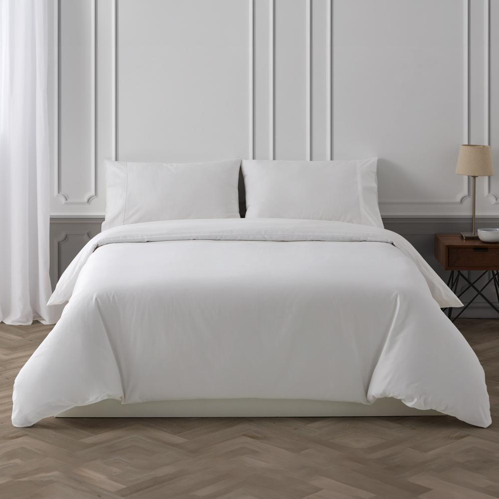 Juego de funda nórdica algodón satén 400 hilos Exclusive Manterol - Blanco Cama 150 cm Blanco-1