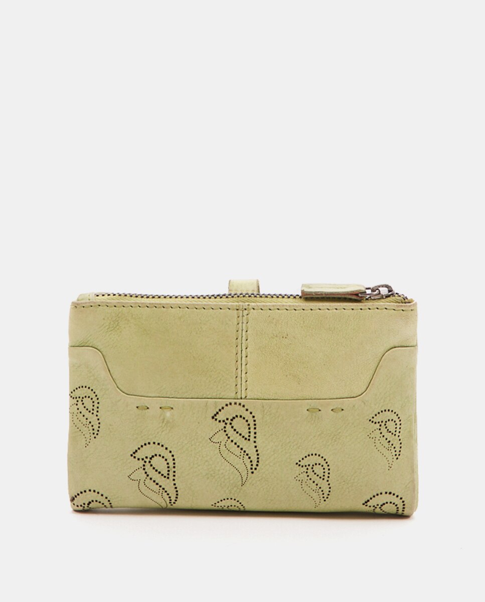 Cartera de mujer mediana Summer Song en piel troquelada verde