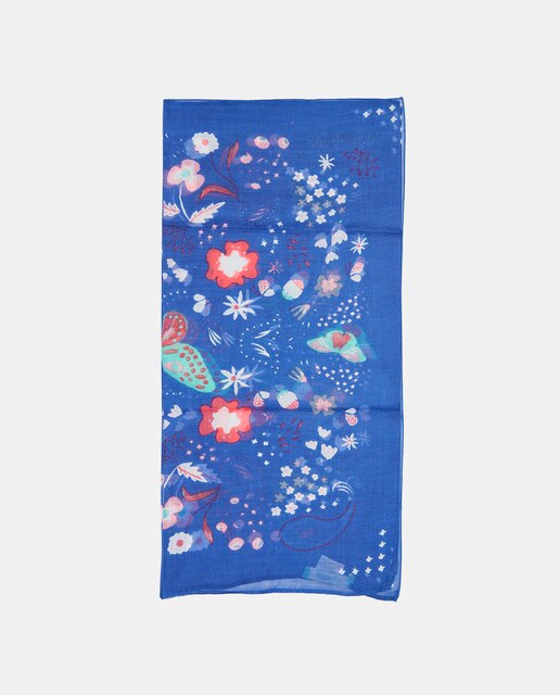 Bandana Summer Song de seda con estampado boho en azul