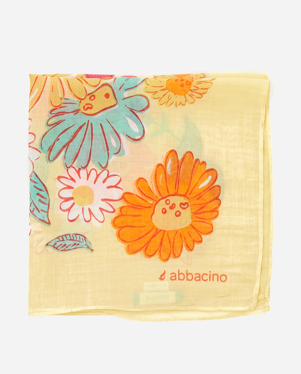 Bandana Summer Song de seda con estampado floral en amarillo