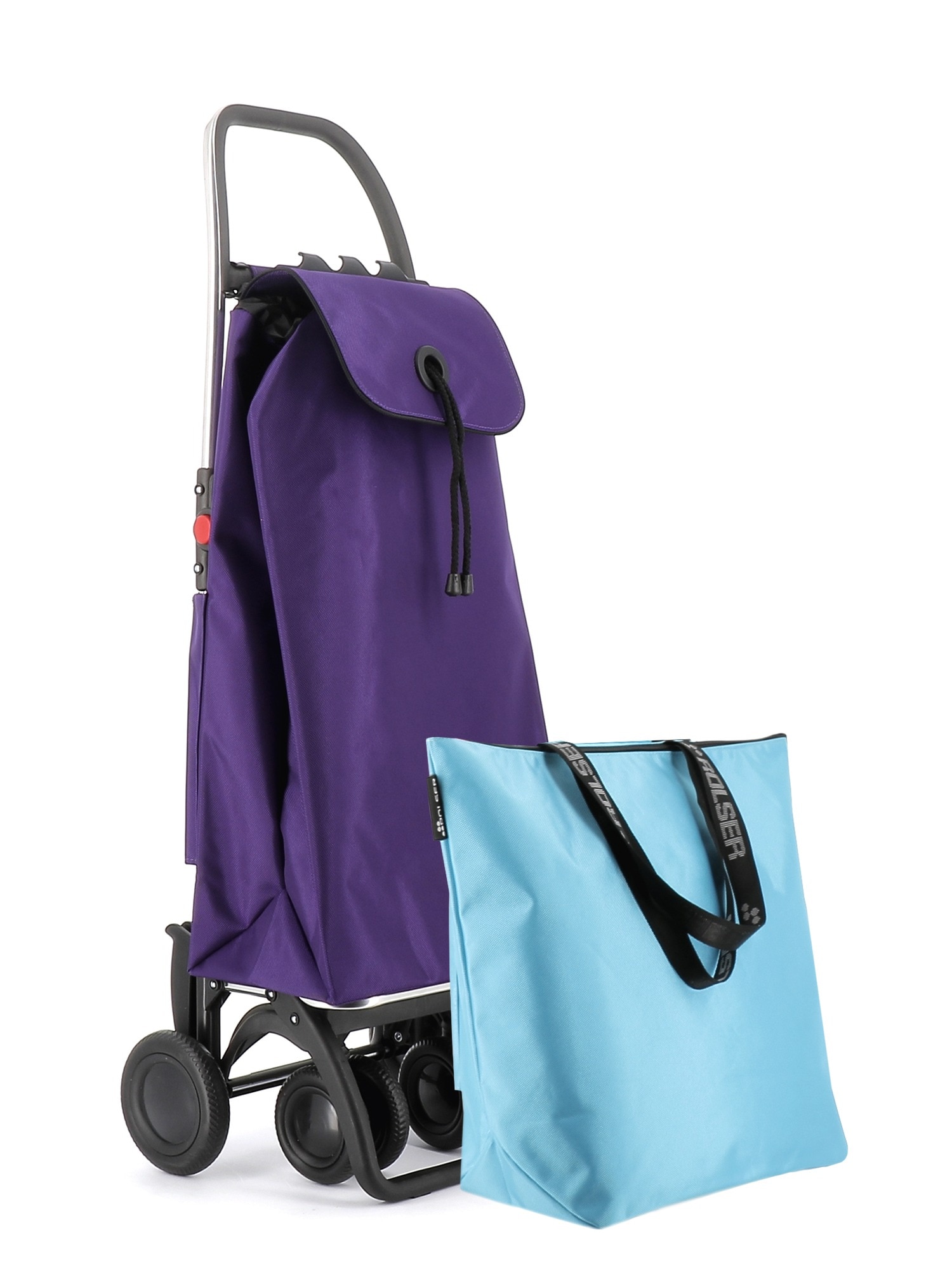 Imagen 1 de Combo Carro de la compra I-Max MF 4 Ruedas 2 Giratorias Plegable + Bolsa Extra Rolser - Morado Morado