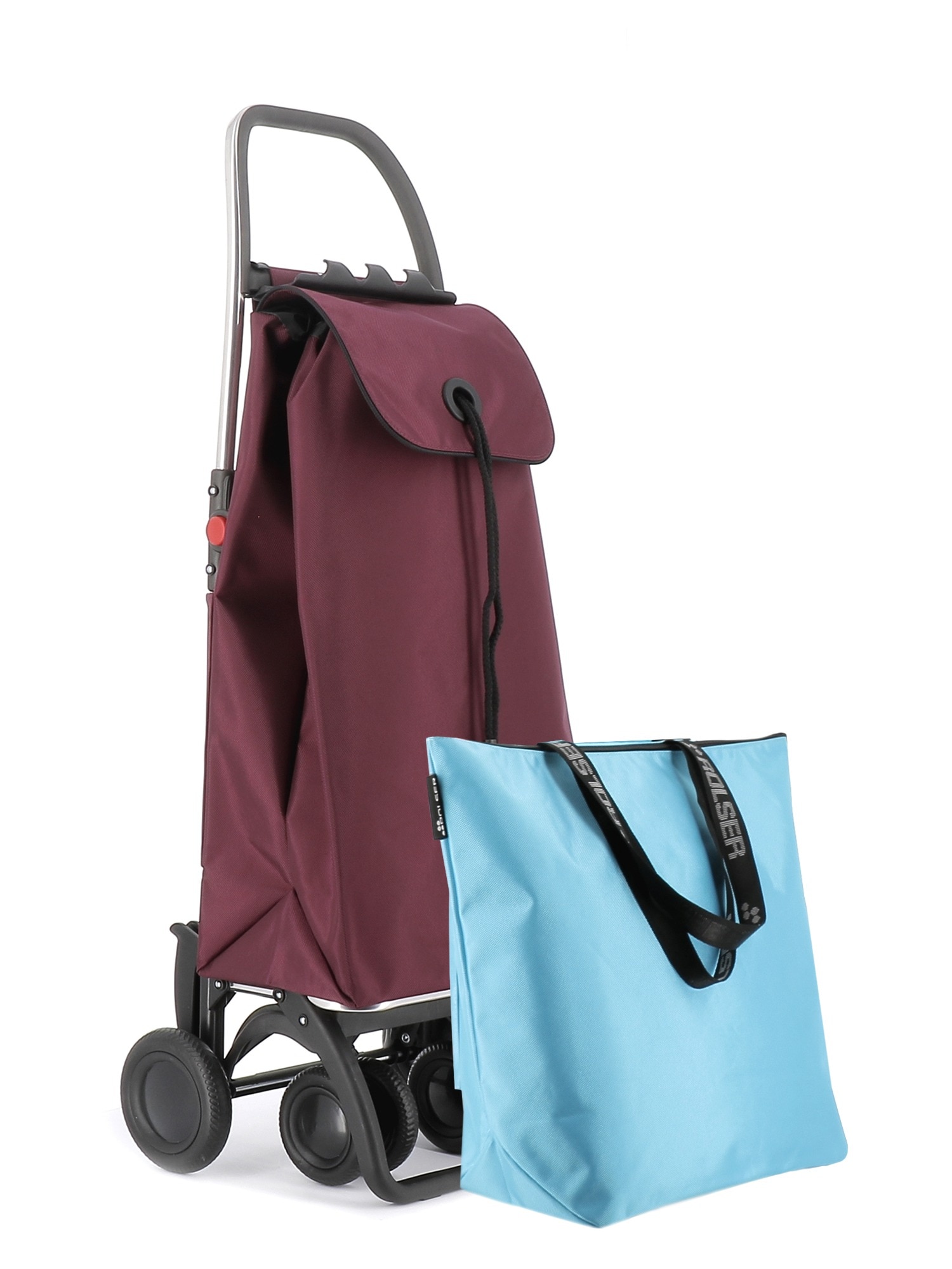 Imagen 1 de Combo Carro de la compra I-Max MF 4 Ruedas 2 Giratorias Plegable + Bolsa Extra Rolser - Burdeos Burdeos