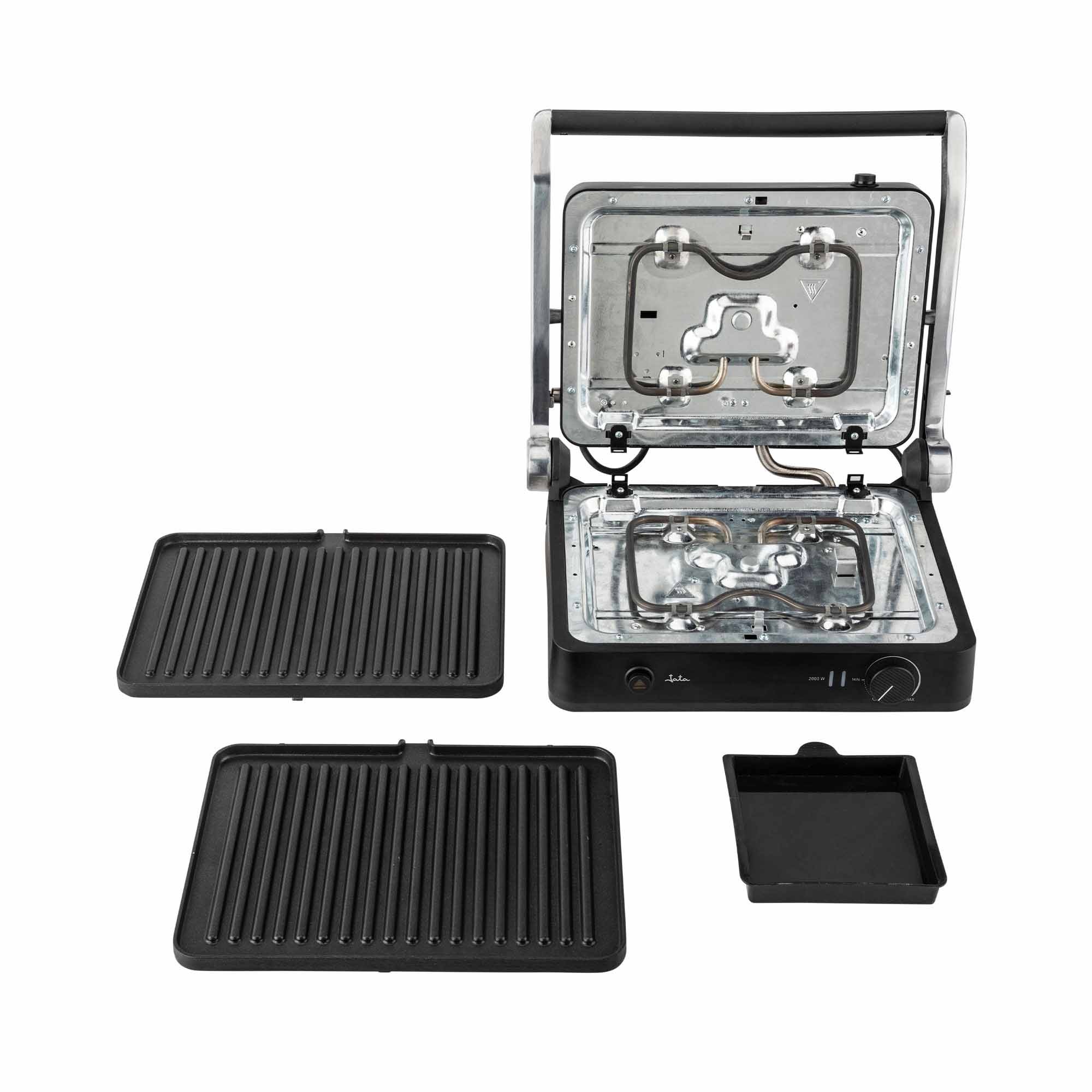 Grill Jata JEGR1450 con placas extraíbles y apertura 180º 2000 W - Gris Gris-3