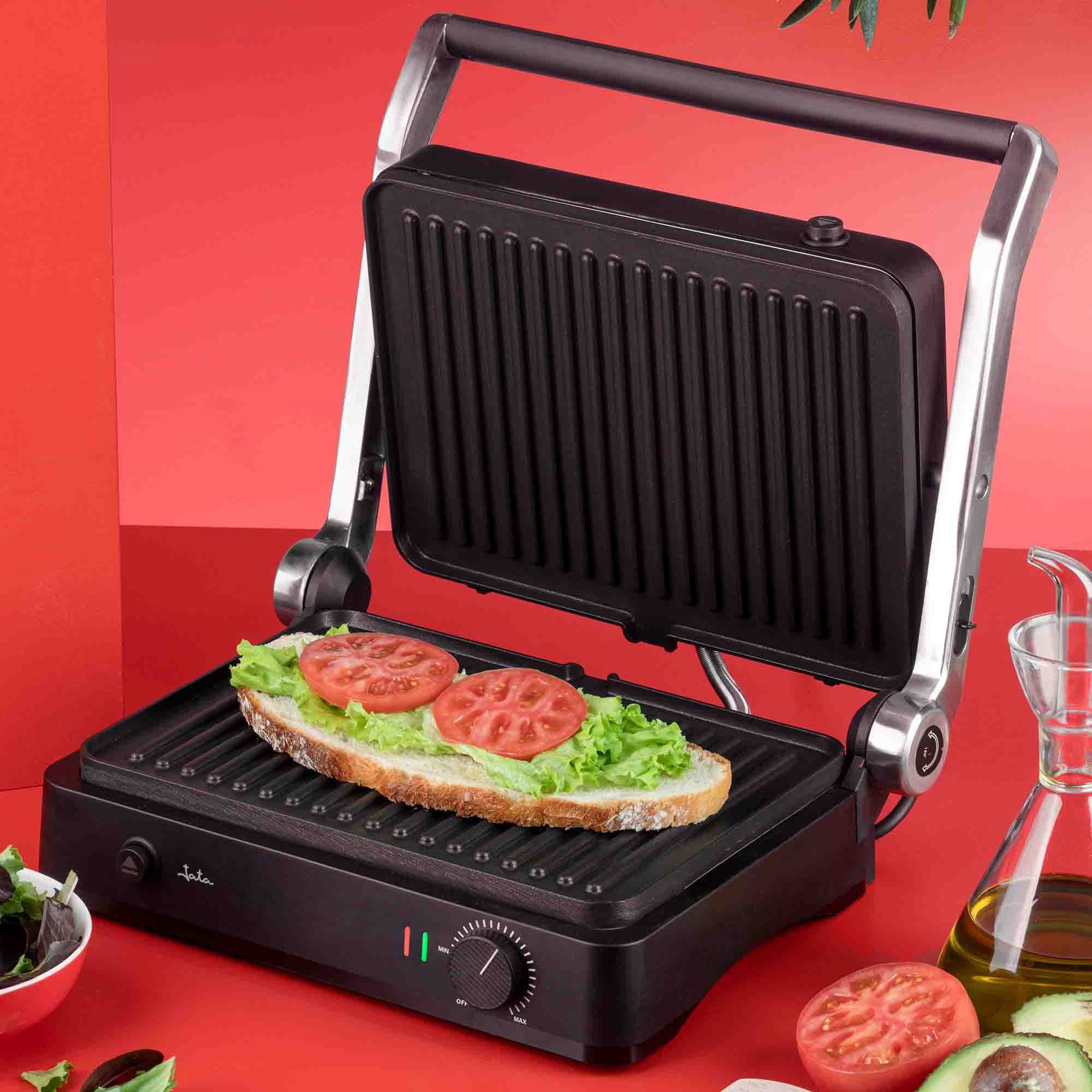 Grill Jata JEGR1450 con placas extraíbles y apertura 180º 2000 W - Gris Gris-4