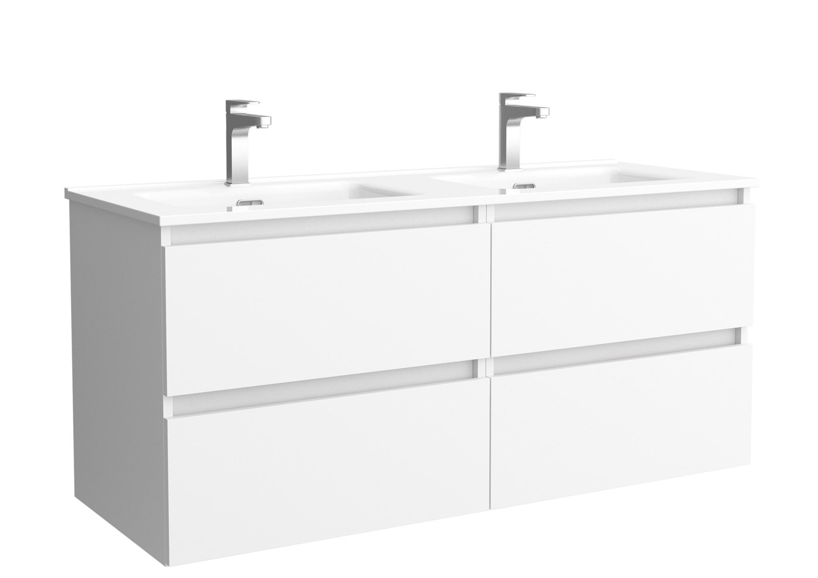 Imagen 1 de Mueble de baño mate con 4 cajones y 2 lavabos de porcelana Bequia Salgar - Blanco 120 cm Blanco